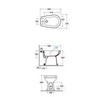 Globo Paestum Биде напольное 56х37см с 1 отв. под смеситель, с комплектом креплений, цвет: белый