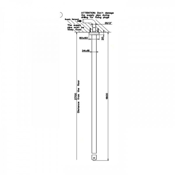 Gessi Rettangolo Излив потолочный, для монтажа с удаленным управлением, с индивидуальной длиной 50-1800мм, цвет: хром