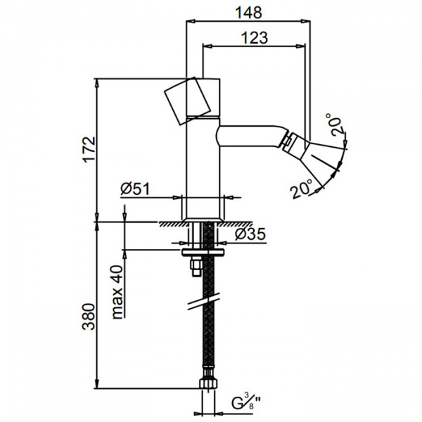 Fantini Nostromo Смеситель для биде, 1 отверстие, цвет: нержавеющая сталь