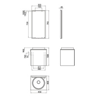 EMCO Asis Комплект мебели, отверстие для смесителя справа, зеркало с LED подсветкой, Ручка слева, 45см, белый