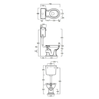 SIMAS Lante Унитаз напольный, выпуск в стену, 38,5х58см, цвет белый с низким бачком, с фурнитурой цвета бронза, СИДЕНЬЕ НА ВЫБОР