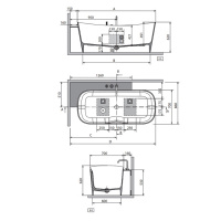 Novellini Ship Ванна угловая 165х86х62см., Sx, со смесителем, с донным клапаном click-clack, novotech