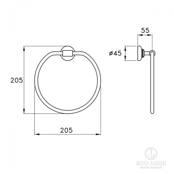 Stella Italica Полотенцедержатель кольцо 20.5см., подвесной 603 цвет: хром