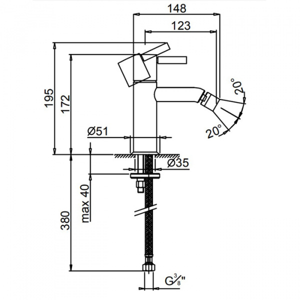 Fantini Nostromo Смеситель для биде, 1 отверстие, цвет: нержавеющая сталь
