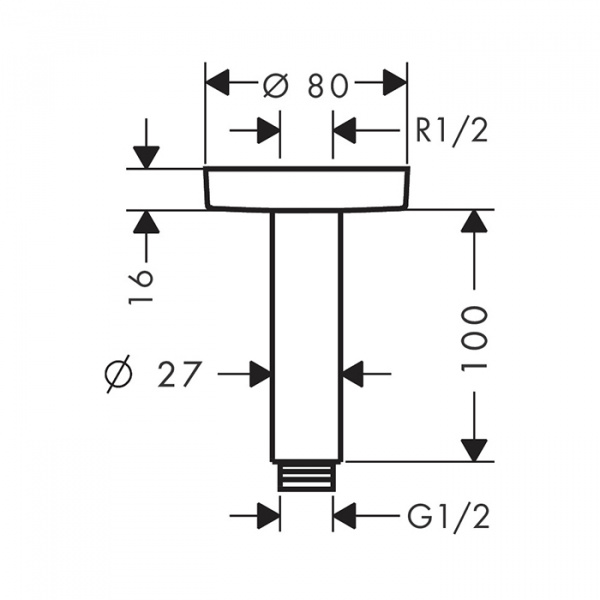Hansgrohe Потолочное подсоединение верхнего душа 100мм, цвет: шлифованный черный хром