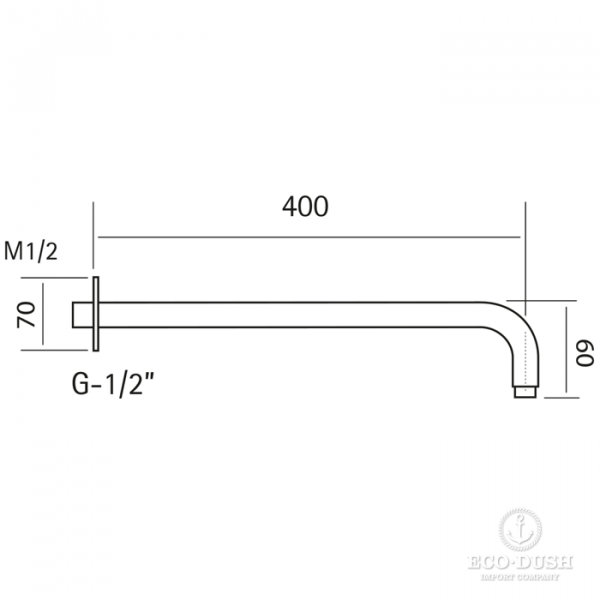CISAL Xion Держатель верхнего душа настенный L400 мм, цвет: нержавеющая сталь