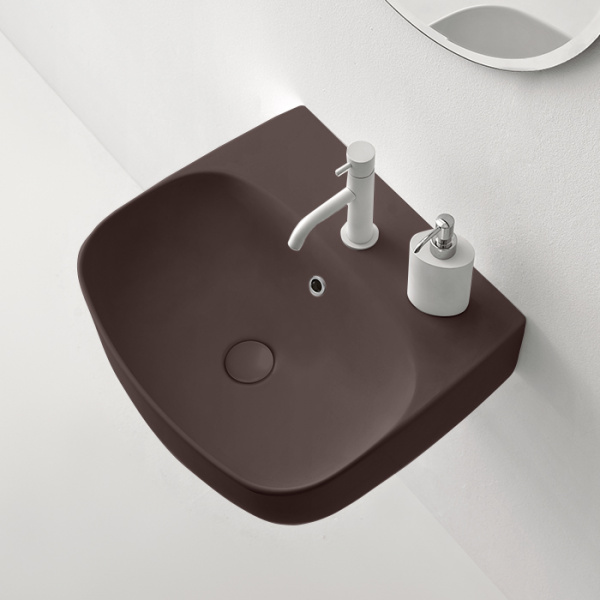 Kerasan Nolita Раковина 50х45 см, 1 отв., подвесная/накладная, цвет: Borgogna matt
