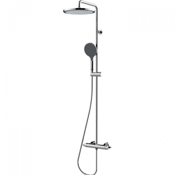 Bossini Apice Стойка для душа с однорычажным смесителем, верхним душем Ø280 мм., ручным душем и шлангом 1500 мм., цвет: белый матовый