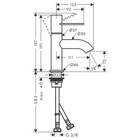 Axor Uno Смеситель для раковины 70, на 1 отв., излив: 111мм, с незапираемым донным клапаном, цвет: хром