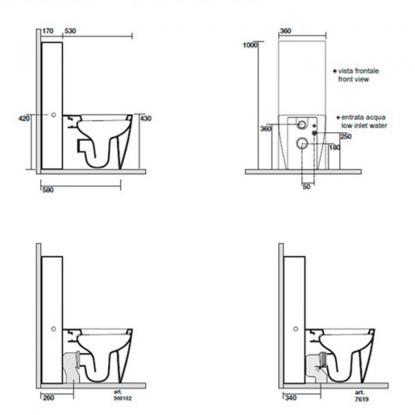 Kerasan Ego унитаз приставной 53х36см, белый с напольным бачком