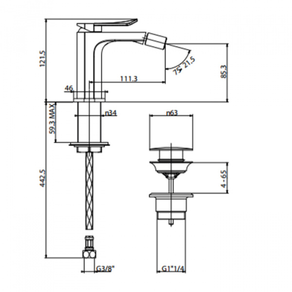 Gattoni Soffio Смеситель для биде с подвижным наконечником, однорычажный, цвет: хром