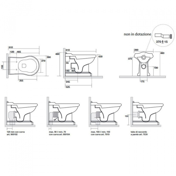 Kerasan Retro Унитаз приставной 61х39см, слив универсальный