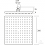 HUBER Lynox Верхний душ 300х300мм, для потолочного крепления, нержавеющая сталь