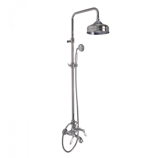 Carlo Frattini Herend, Смеситель с душевой стойкой, верхним душем и душевым комплектом, цвет: Хром