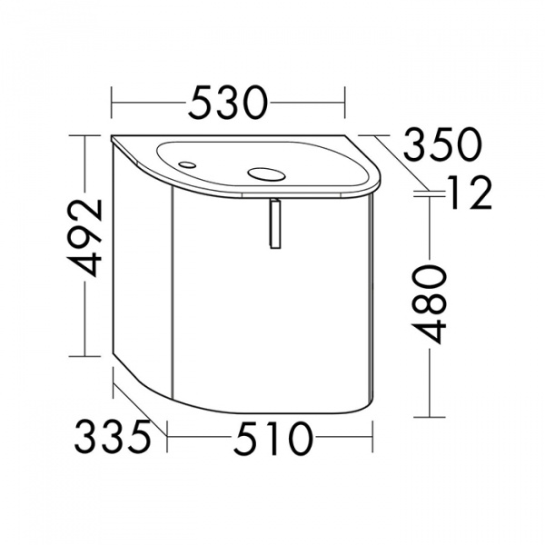 Burgbad Lavo 2.0 Комплект мебели 53х35х49.2см., с 1 отверстием для смес. слева, 1 дверь, раковина белая Velvet, ручка черная, цвет белый глянцевый