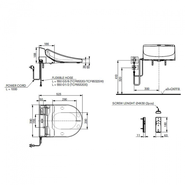TOTO WASHLET GL 2.0 MH/NC Сиденье 40x53.3x18.2см, с дистанционным управлением, для всех унитазов MH и NC, цвет: белый