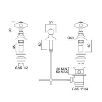 Sbordoni Magnolia Смеситель для биде на 3 отверстия, цвет: глянцевая латунь