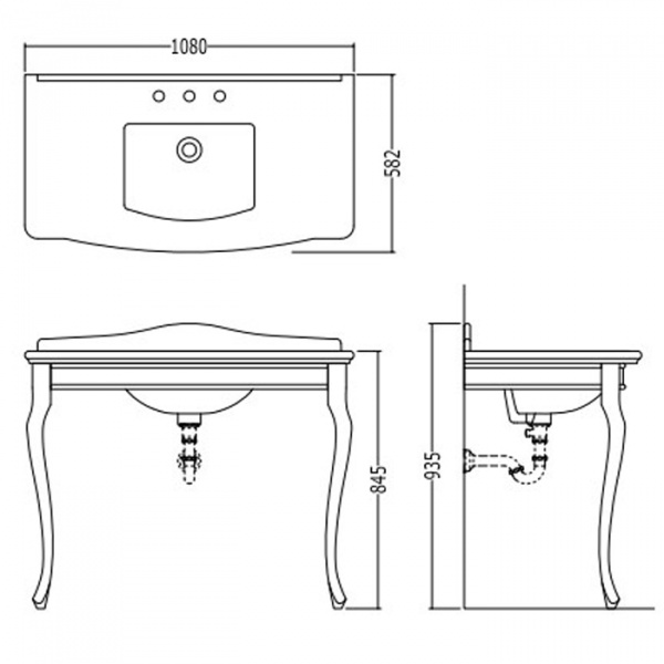 Devon&Devon Jacqueline Декоративная структура с раковиной 108х58.2см, на 3 отв., цвет: хром/черный мрамор