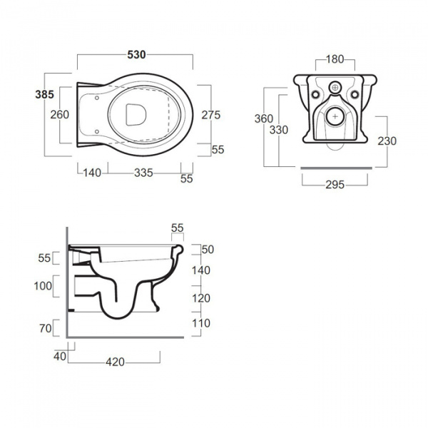SIMAS Lante Унитаз подвесной безободковый &quotRimless", 53х38,5см, цвет: белый, СИДЕНЬЕ НА ВЫБОР