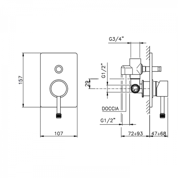 Nicolazzi Leva Arena Смеситель для ванны однорычажный, встраиваемый, перекл. для душа, цвет: хром
