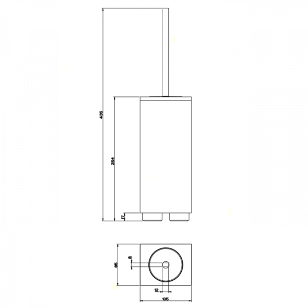 Gessi Rettangolo Ершик для унитаза напольный, цвет: хром/белый