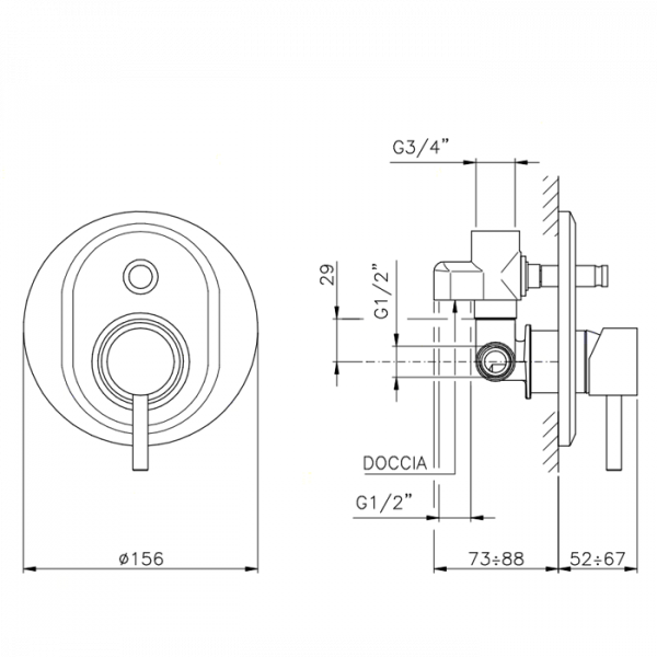 Nicolazzi Olympus Смеситель для ванны встраиваемый, перекл. для душа, цвет: хром