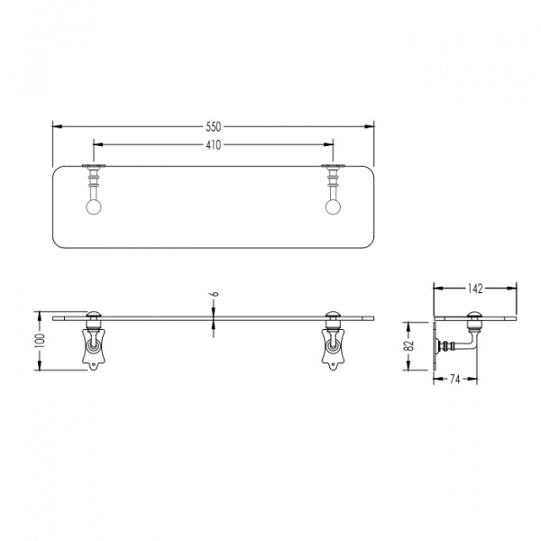Devon&Devon Mayfair Полочка стеклянная, подвесной, цвет: хром