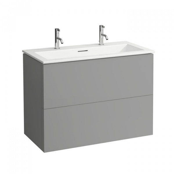 Laufen Kartell Тумба с керамической раковиной, 100х50х72.5см, с 2 выдвиж. ящиками с 2 отв. под смеситель, цвет: шиферный/белый