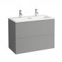 Laufen Kartell Тумба с керамической раковиной, 100х50х72.5см, с 2 выдвиж. ящиками с 2 отв. под смеситель, цвет: шиферный/белый