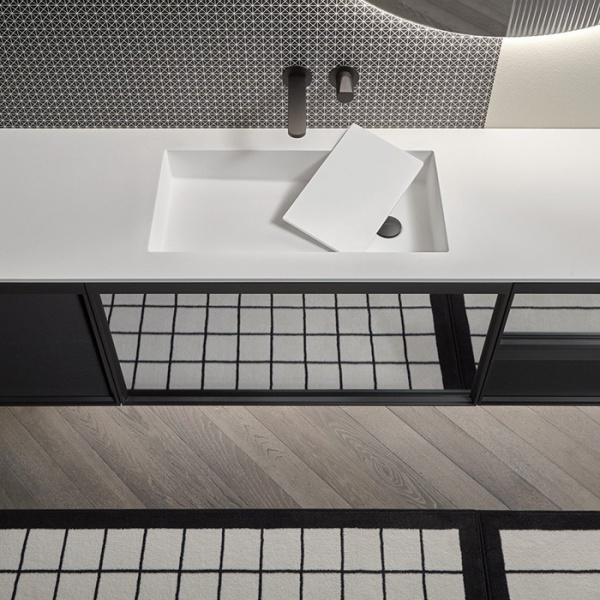 Antonio Lupi Bemade Комплект подвесной мебели с тумбами под раковину, раковиной PODIO90, зеркалом с подсветкой, 90 см, цвет: Rovere Ardesia