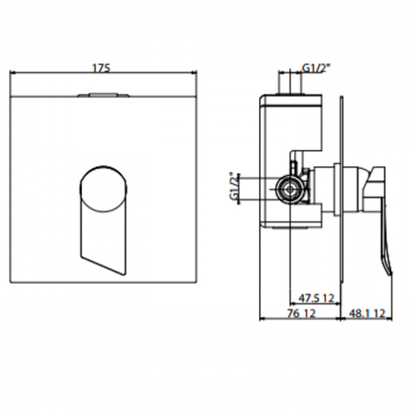 Gattoni Soffio  Встраиваемый смеситель для душа  с переключателем  (GBox в комплекте) цвет: хром