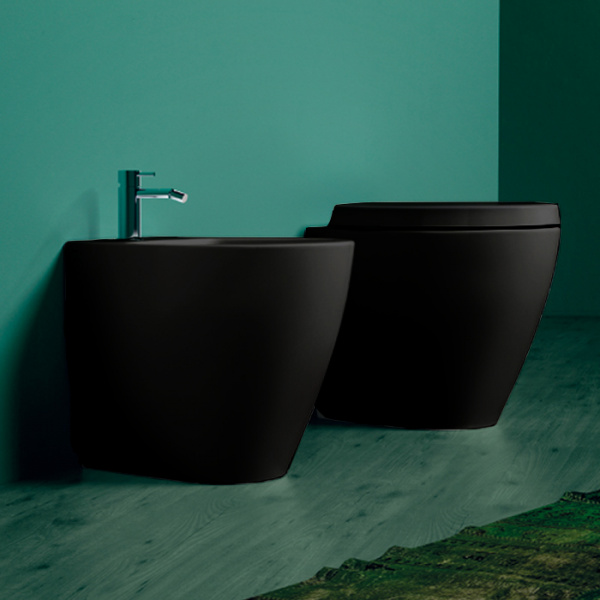 Simas Lft Spazio биде приставное 53х34см, с 1 отв. под смеситель, цвет: черный