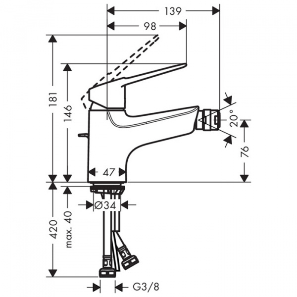 Hansgrohe Novus Loop Смеситель для биде, на 1 отв., цвет: хром
