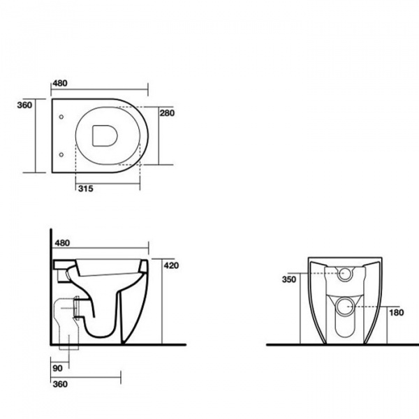 Kerasan Flo унитаз приставной 48х36см, универсальный