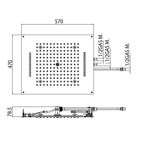 BOSSINI DREAM/3 Верхний душ 570 x 470 мм, 3 режима (дождь, каскад, водопад), с 4 LED (белый), блок питания/управления, цвет: хром