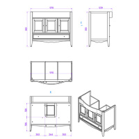TW Veronica, База с раковиной Simas AR874bi*1 105*56см, с 1отв., 3 расп. дв. и 1ящик, доводч. Blum, ручки: Riflesso бронза, цвет: VINTAGE