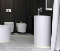 KNIEF Moon Раковина 55х45х90 см, без отв., напольная, c выпуском белым и сифоном, цвет: белый матовый