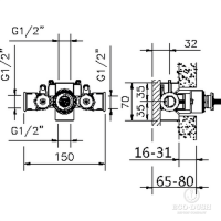 HUBER Встраиваемая часть термостатического смесителя 1/2" без запорного вентиля, ZB00720104