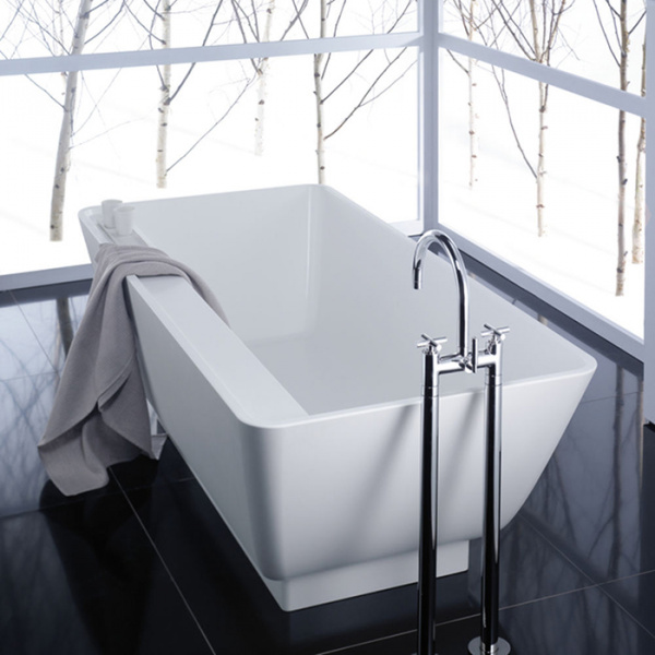 Burgbad Senza Ванна отдельностоящая прямоугольная 180x85x57.5 см, выравнивающая рама,со слив переливом Multiplex в отделке хром,  