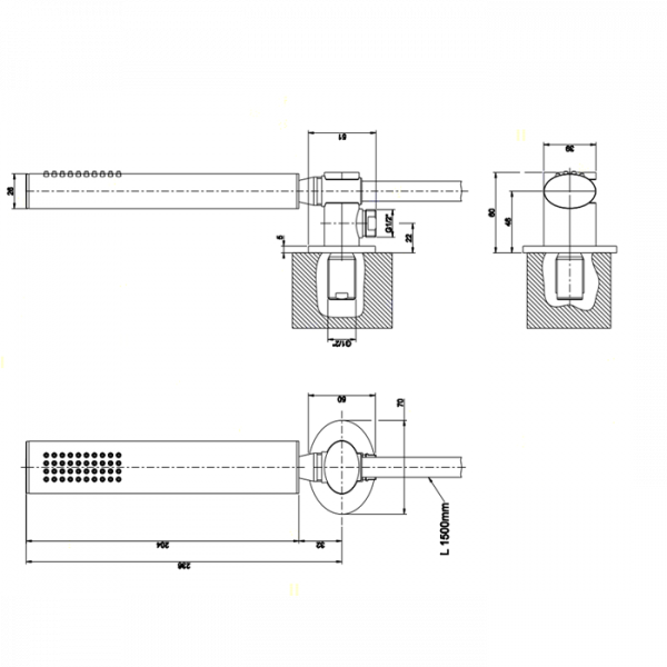 Gessi Ovale Душевой комплект: вывод воды на 1/2”, держатель и ручной душ, цвет: хром