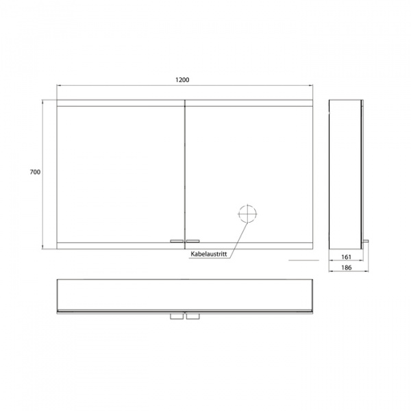 EMCO Evo Зеркальный шкаф 120xh70см с подсветкой, навесной, 2 двери, 2 полки, розетка, цвет: алюминий