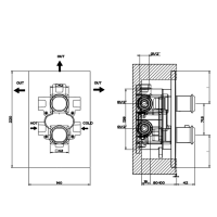 Gessi Eleganza Встраиваемый термостатический смеситель, подключение на 3/4”, с переключателем на 3 выхода и фильтрами, внешняя часть, цвет: хром