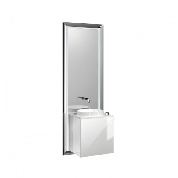 Emco Touch 450 pure Комплект мебели с системой освещения, умывальник мин.литье 45см, смеситель, 2 сенс. датчика, зеркало в ал. раме, тумба ручка справа, цвет: хром/optiwhite