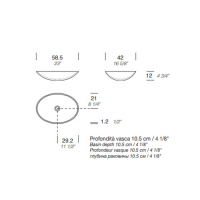 NOORTH milldue edition Раковина 58х42х12 см, без отв., накладная, цвет: белый