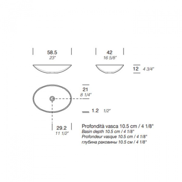 NOORTH milldue edition Раковина 58х42х12 см, без отв., накладная, цвет: белый