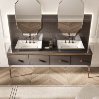 VITAGE milldue edition MAJESTIC 09 Комплект мебели 216х55х73см напольный, 2 раковины, 2 зеркала, с подсветкой, отделка: стекло elephant bronze, фурнитура: бронза