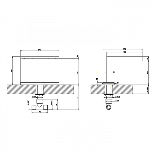 Gessi Rettangolo Каскадный излив для ванны, для монтажа с удаленным управлением (не входит в комплект), цвет: хром