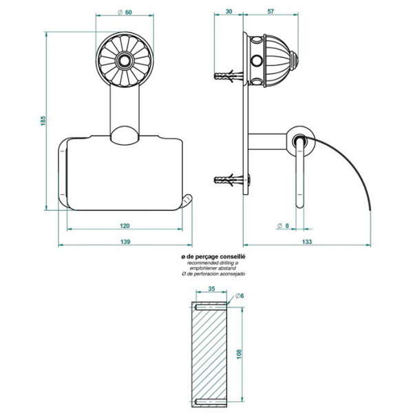 THG Cheverny Malachite Держатель туалетной бумаги, подвесной, цвет: золото