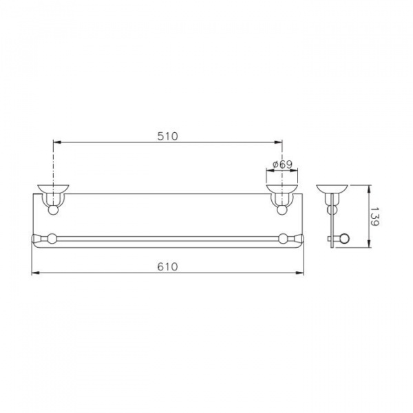 Nicolazzi Cristallo Di Rocca Полочка стеклянная 60 см, подвесной, цвет: хром