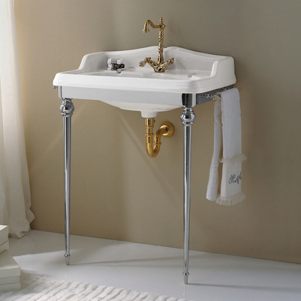 3SC Consolle Консоль Boheme 85х54хh104см, с раковиной LA01, сифоном и полотенцедердателями, цвет: хром